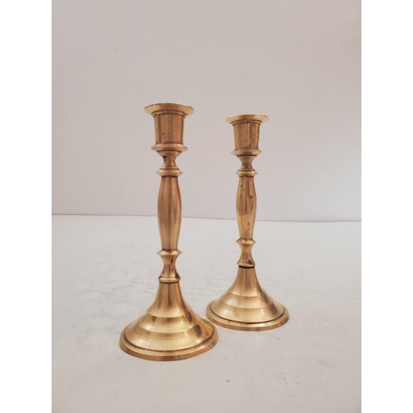 Vintage Brass Candlesticks -, Solid Brass Candle Holders, Sold together … - Picture 1 of 9